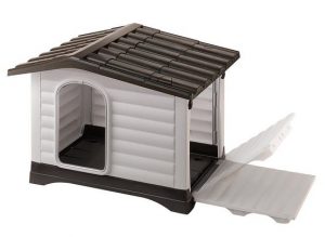 Casinha de cachorro com teto removível na cor cinza